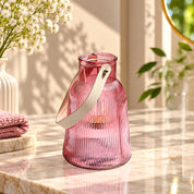 VON CASA Purple Cylindrical Glass T-Light Holder