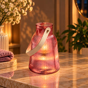 VON CASA Purple Cylindrical Glass T-Light Holder