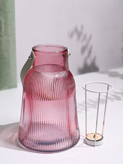 VON CASA Purple Cylindrical Glass T-Light Holder