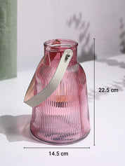 VON CASA Purple Cylindrical Glass T-Light Holder