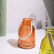VON CASA Orange Cylindrical Glass T-Light Holder