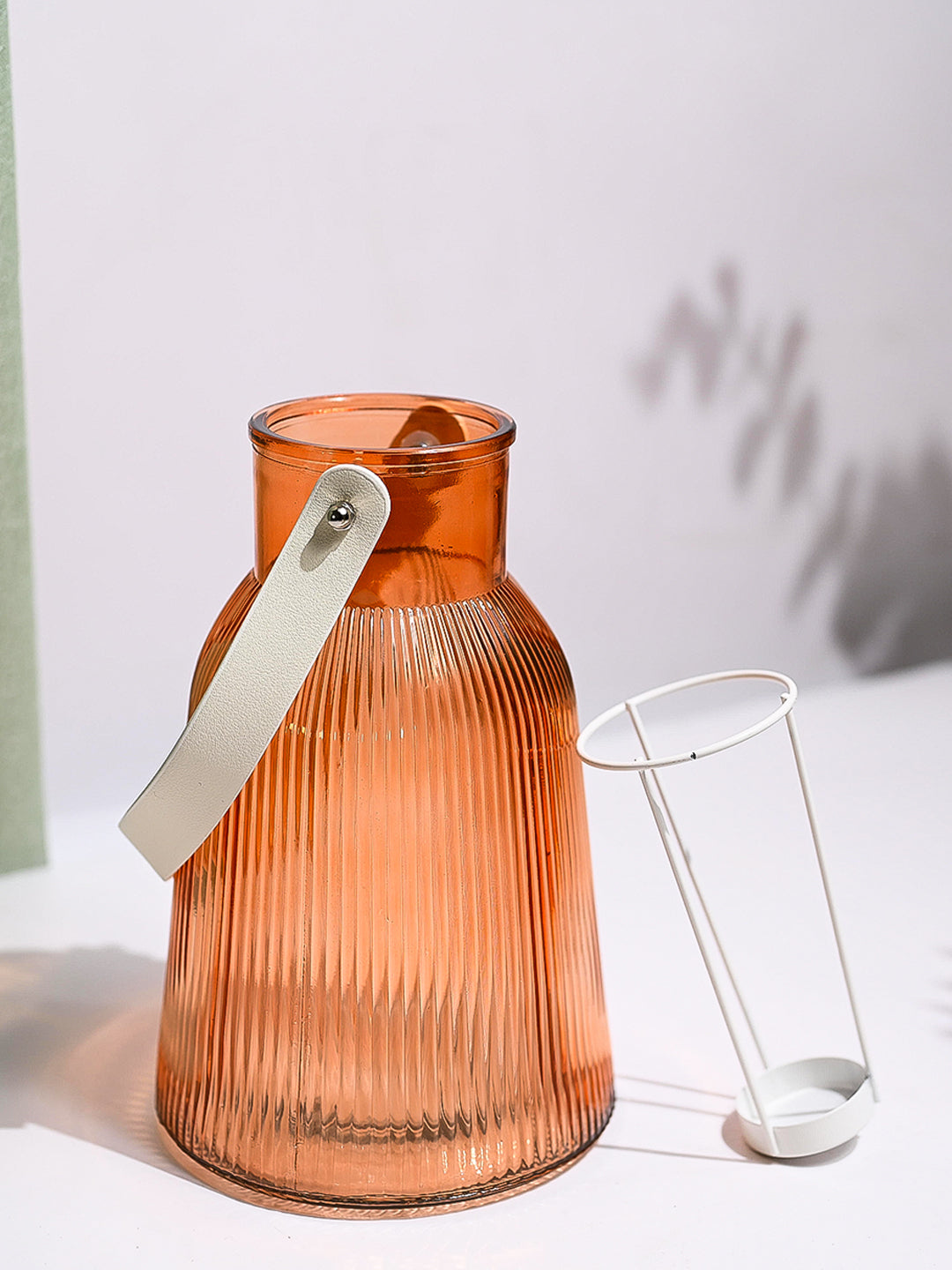 VON CASA Orange Cylindrical Glass T-Light Holder