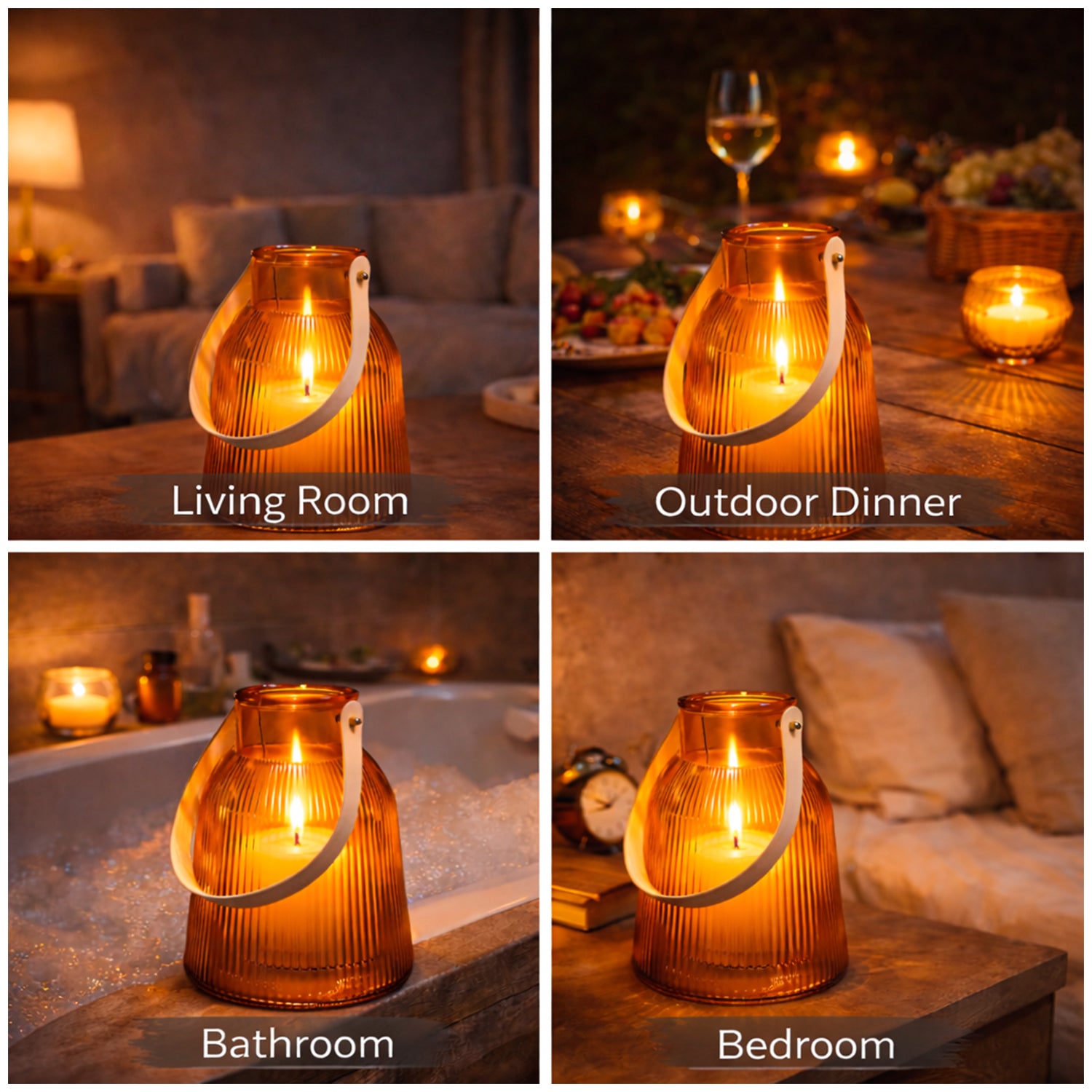 VON CASA Orange Cylindrical Glass T-Light Holder
