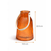 VON CASA Orange Cylindrical Glass T-Light Holder