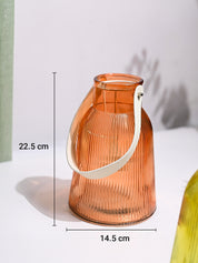 VON CASA Orange Cylindrical Glass T-Light Holder