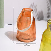 VON CASA Orange Cylindrical Glass T-Light Holder