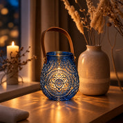 VON CASA Blue Cylindrical Glass T-Light Holder