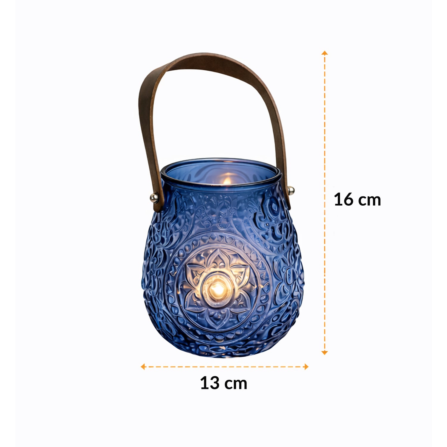 VON CASA Blue Cylindrical Glass T-Light Holder