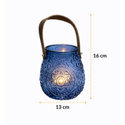 VON CASA Blue Cylindrical Glass T-Light Holder