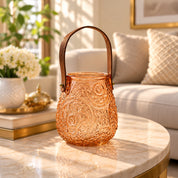 VON CASA Orange Cylindrical Glass T-Light Holder
