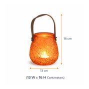 VON CASA Orange Cylindrical Glass T-Light Holder