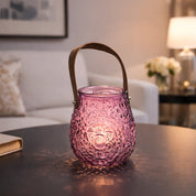 VON CASA Purple Cylindrical Glass T-Light Holder