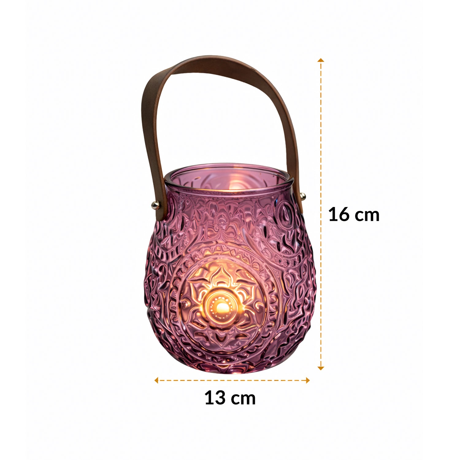 VON CASA Purple Cylindrical Glass T-Light Holder