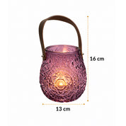 VON CASA Purple Cylindrical Glass T-Light Holder