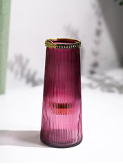 VON CASA Purple Cone Glass T-Light Holder