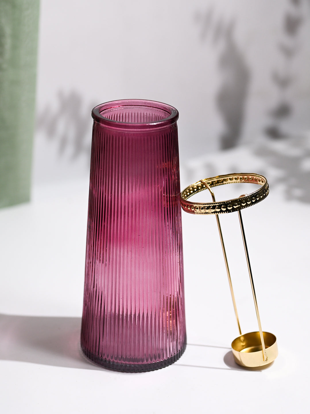 VON CASA Purple Cone Glass T-Light Holder