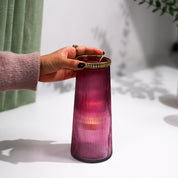 VON CASA Purple Cone Glass T-Light Holder