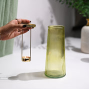 VON CASA Teal & Yellow Cone Glass T-Light Holder