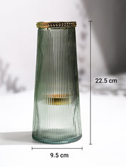 VON CASA Teal & Green Cone Glass T-Light Holder