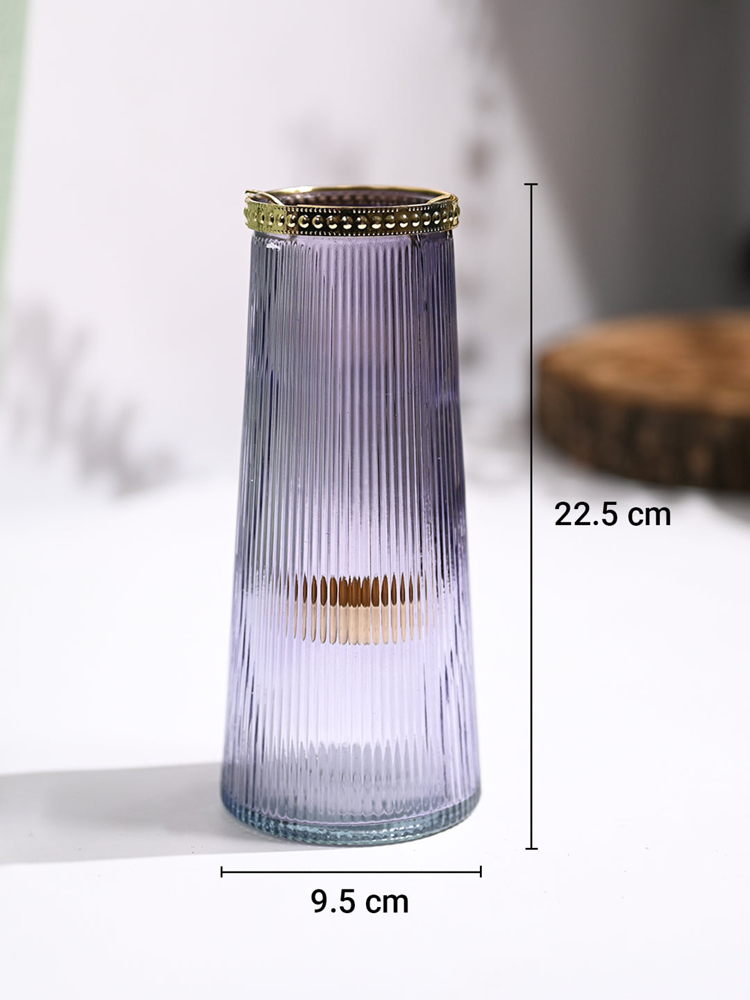 VON CASA Purple Cone Glass T-Light Holder