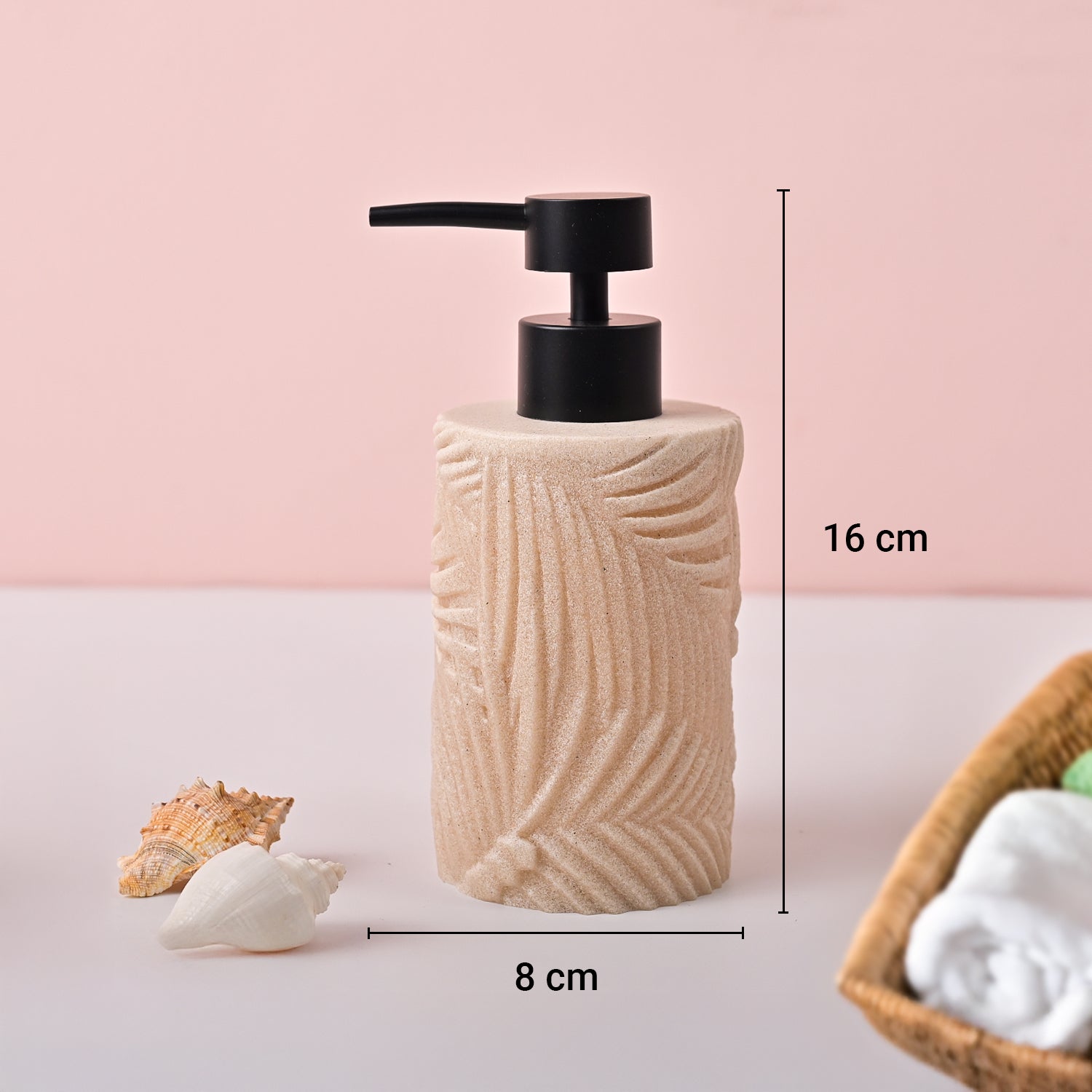 VON CASA Off-White & Black Polyresin Soap Dispenser