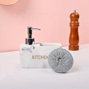 VON CASA White Polyresin Soap Dispenser with Scrubber