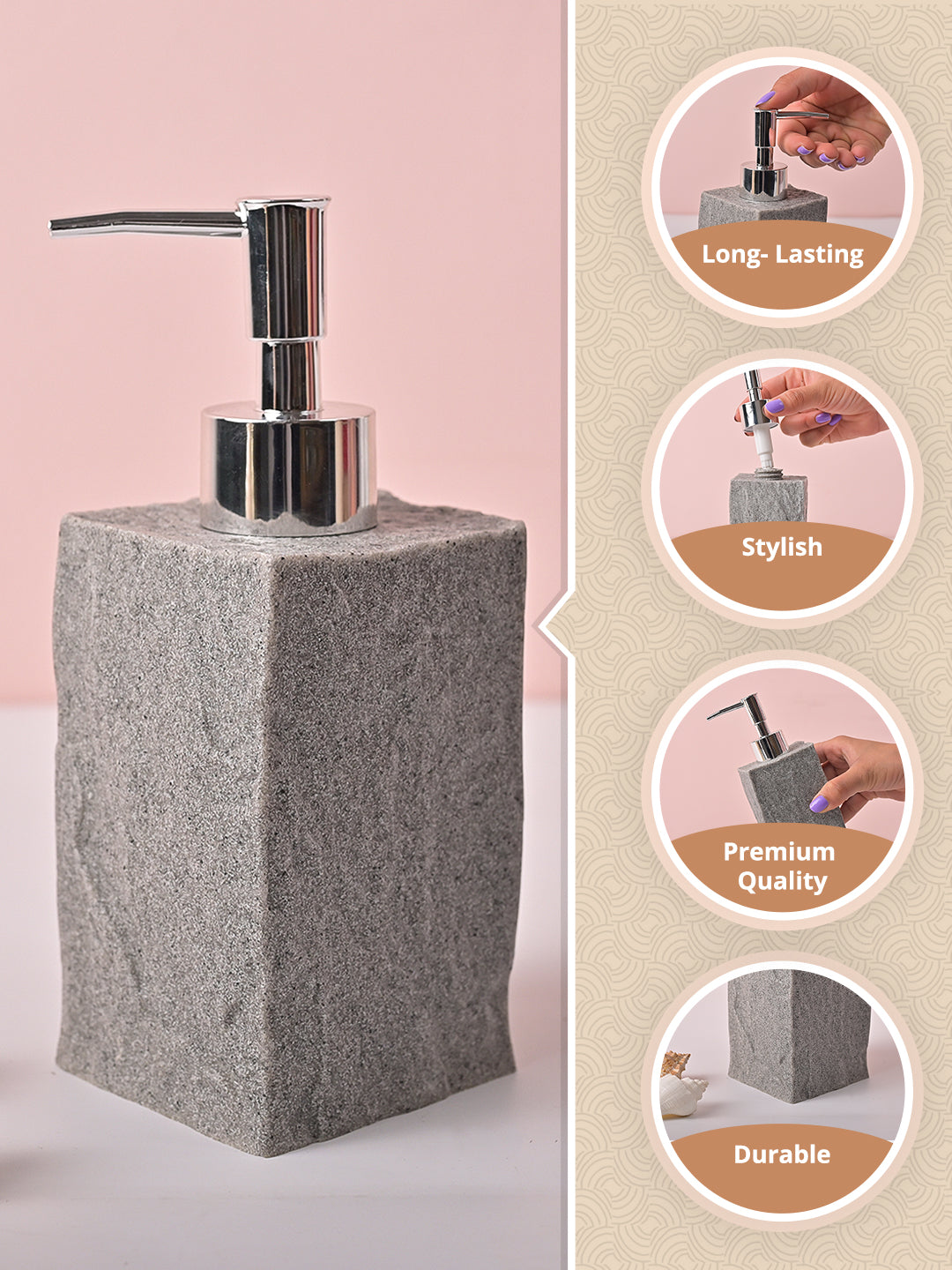 VON CASA Grey Polyresin Soap Dispenser