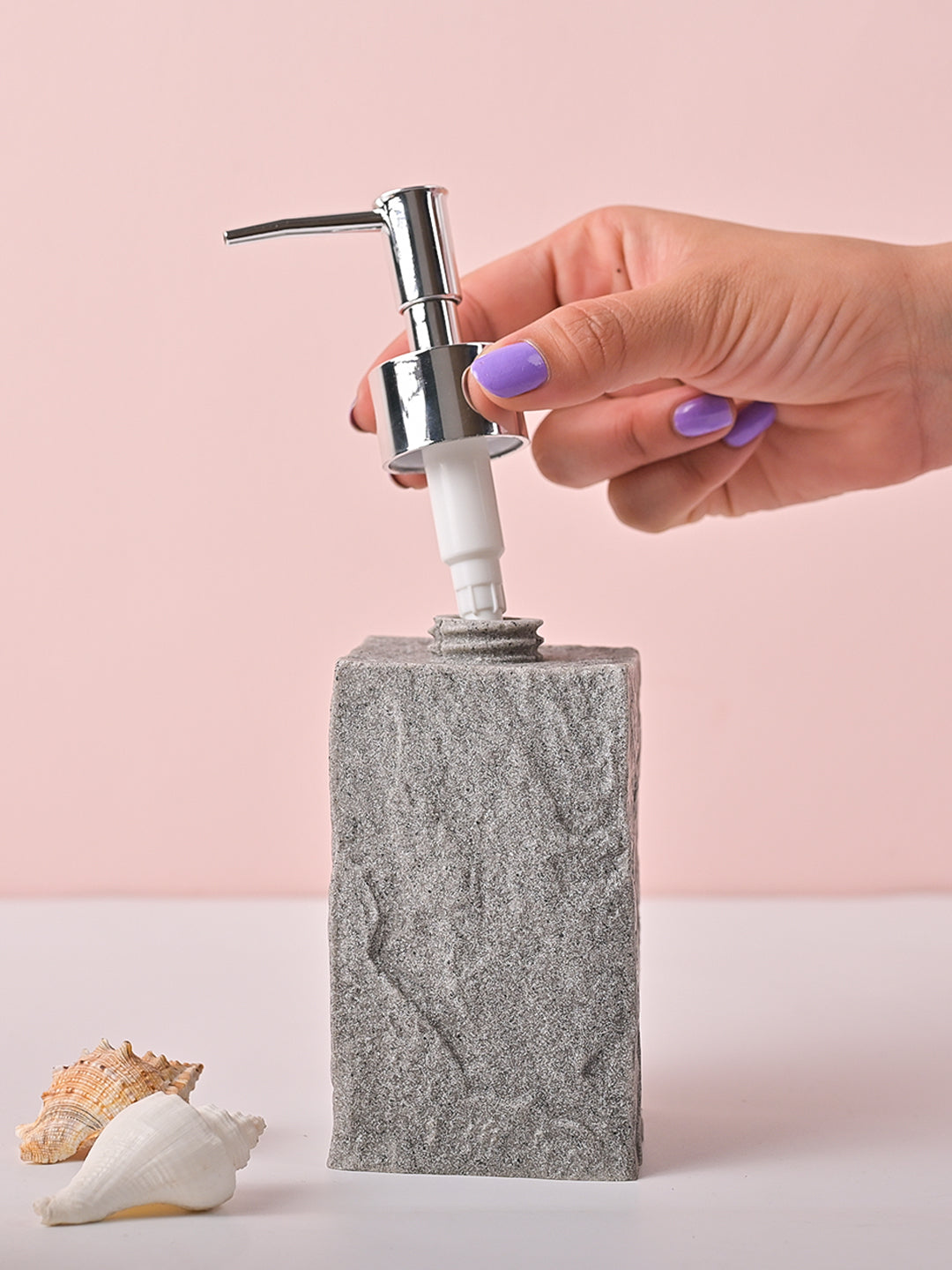 VON CASA Grey Polyresin Soap Dispenser