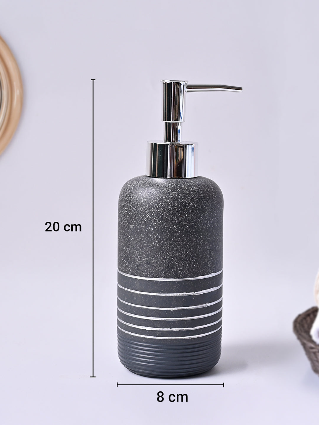 VON CASA Grey Polyresin Soap Dispenser – Sleek & Durable