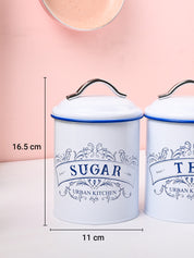 VON CASA White Iron Tea & Sugar Jar Set of 2