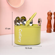 VON CASA Mint Green Galvanized Iron Cutlery Holder – Oval Shape