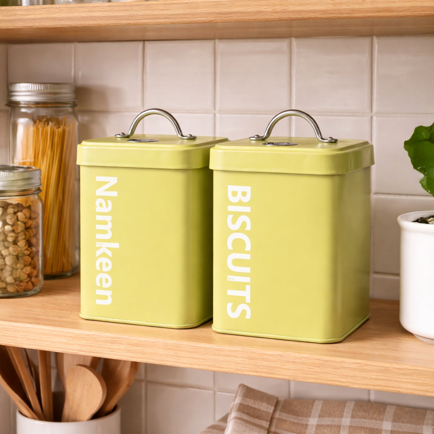 Matte Mint Green Biscuits & Namkeen Storage Jar
