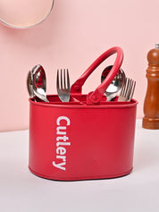 VON CASA Red Galvanized Iron Cutlery Holder – Matte Finish