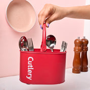 VON CASA Red Galvanized Iron Cutlery Holder – Matte Finish