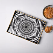 VON CASA Black & White Large Sunflower Print Serving Tray