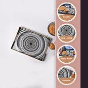 VON CASA Black & White Large Sunflower Print Serving Tray