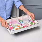 VON CASA Multicolour Large Floral Design Serving Tray