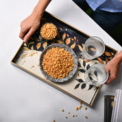 VON CASA Multicolour Large Leaf Texture Serving Tray