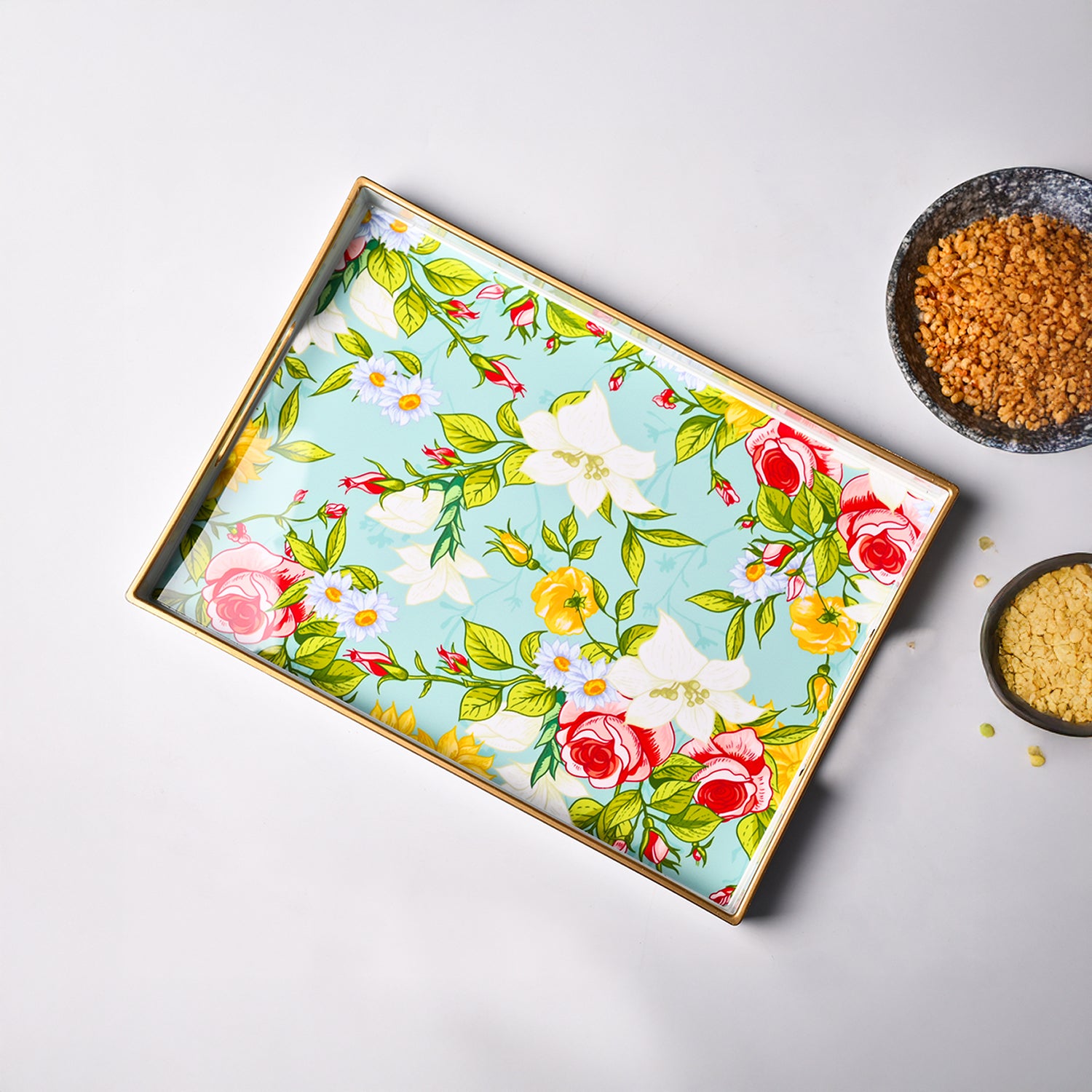 VON CASA Multicolour Floral Large Serving Tray