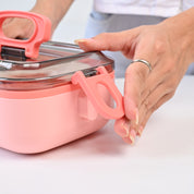 VON CASA Pink Plastic Lunch Box with Spoon