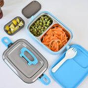 VON CASA Blue Plastic Lunch Box with Spoon