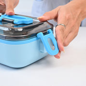 VON CASA Blue Plastic Lunch Box with Spoon