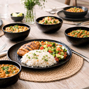 Black Hammered Melamine Dinner Set – 12 Pcs