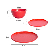Red Hammered Melamine Dinner Set – 12 Pcs