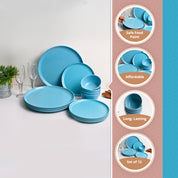 Turquoise Hammered Melamine Dinner Set – 12 Pcs