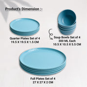 Turquoise Hammered Melamine Dinner Set – 12 Pcs