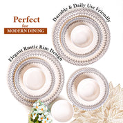 White Morrocone Hammered Melamine Dinner Set – 12 Pcs