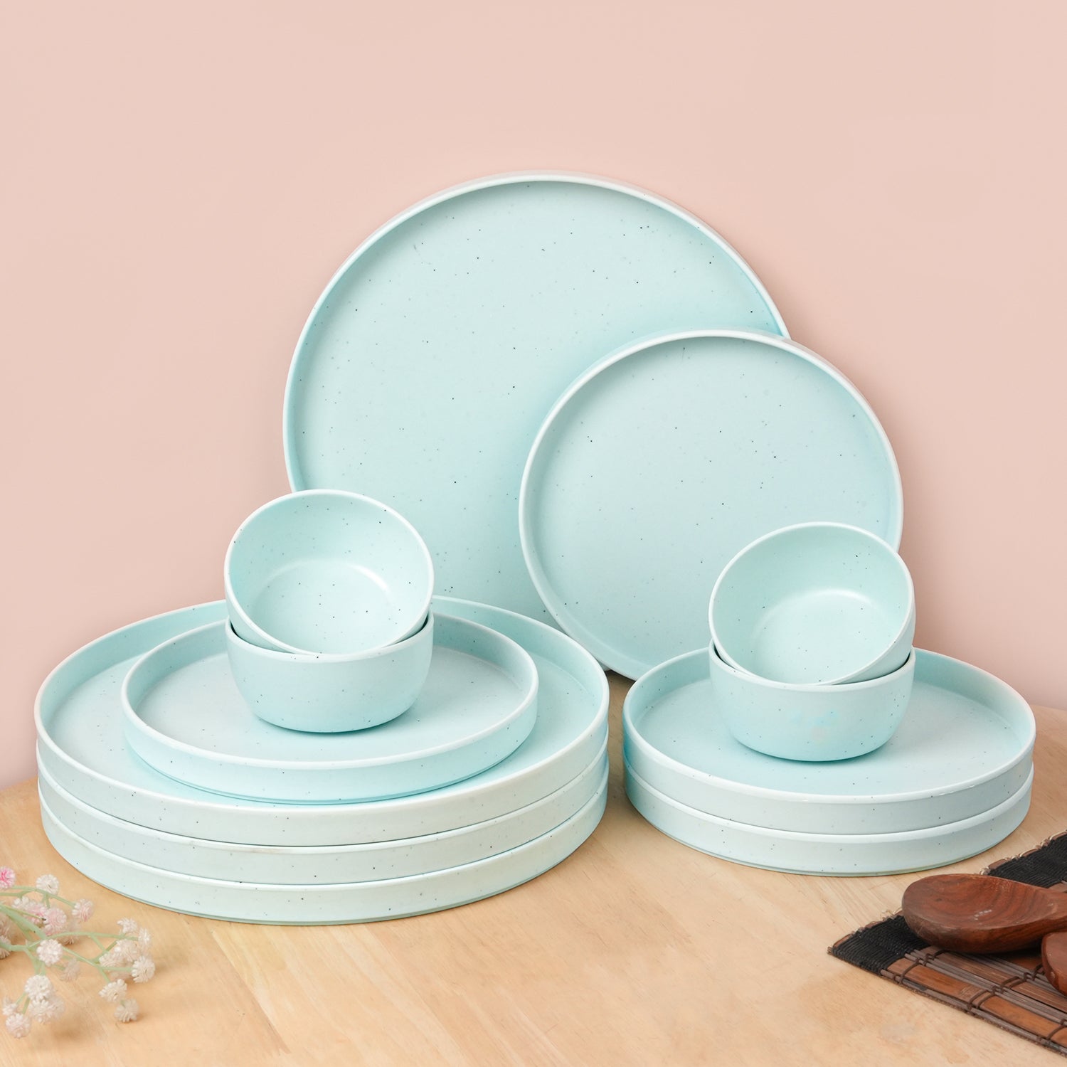 Minto Blue Sparkle Melamine Dinner Set – 12 Pcs