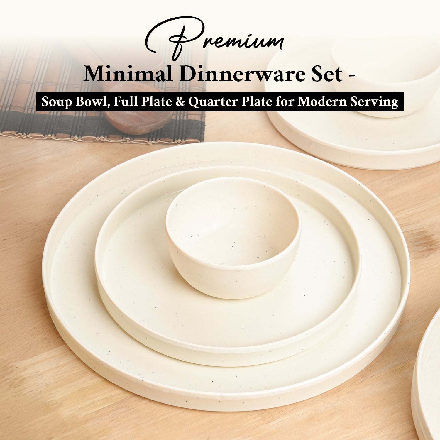 Minto Cream Sparkle Melamine Dinner Set – 12 Pcs