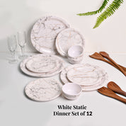 White Static Melamine Dinner Set – 12 Pcs